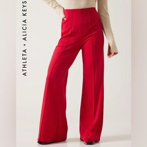 Athleta Alicia Keys Limitless Wide-Leg Pants Red With Gold Details Size 8